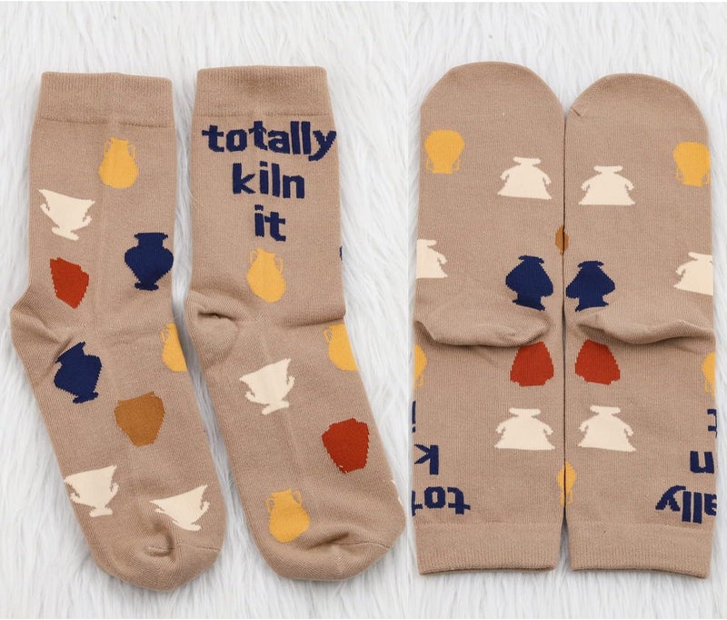 MBMSO Ceramic Artist Gifts 2 Pairs Totally Kiln It Pottery Socks for Pottery Lover and Ceramic Maker - Image 3